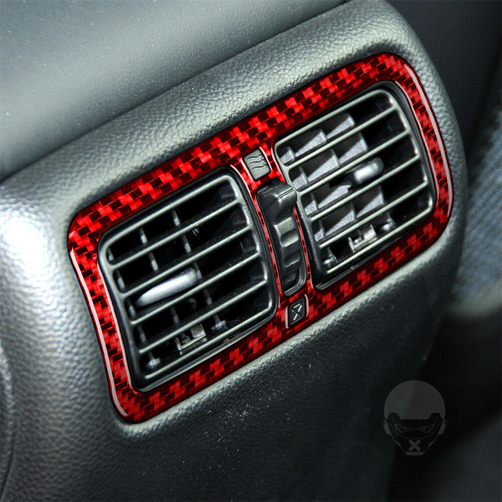 Red Carbon Fiber Rear Air Vent Outlet Panel Cover for Infiniti G37 Sedan 2010-13