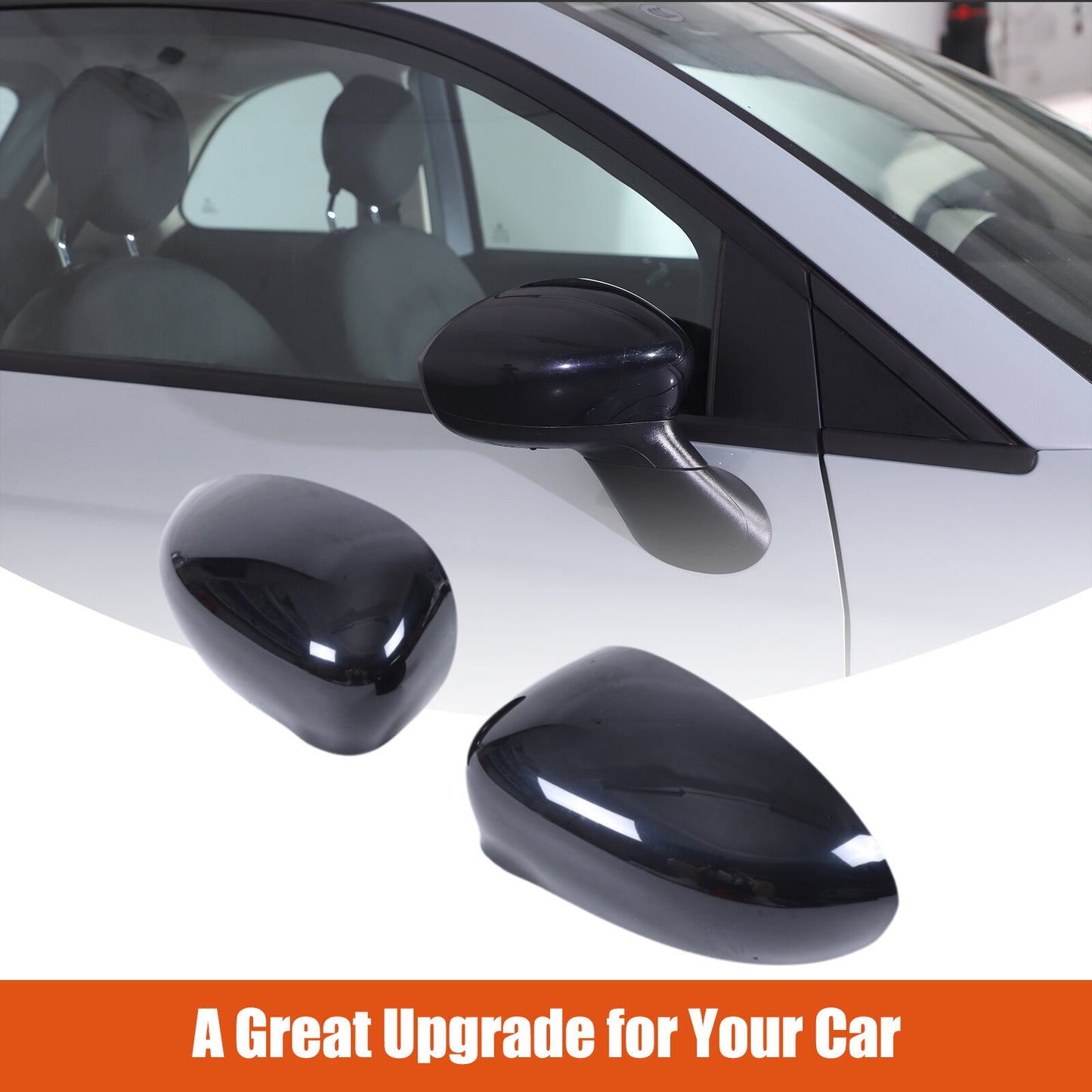 Glossy black rearview mirror cover replacement parts for Fiat 500 2007-22 2023 2PCS- n