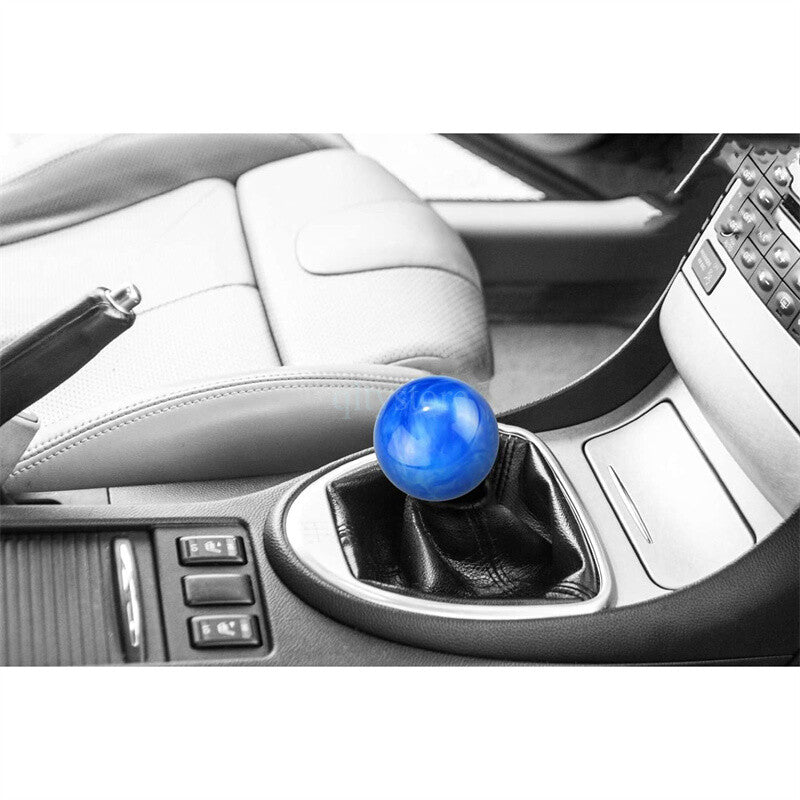 1* Marble Style Round Ball Shift Knob Gear Shifter Head w/3 Adapters Light Blue Q