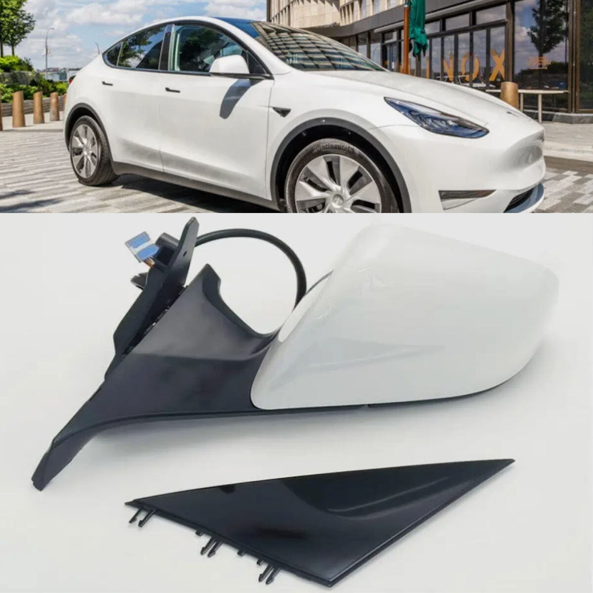 1594111-00-C White Left Side Mirror With Anti-Glare for Model Y 2020-2023 n