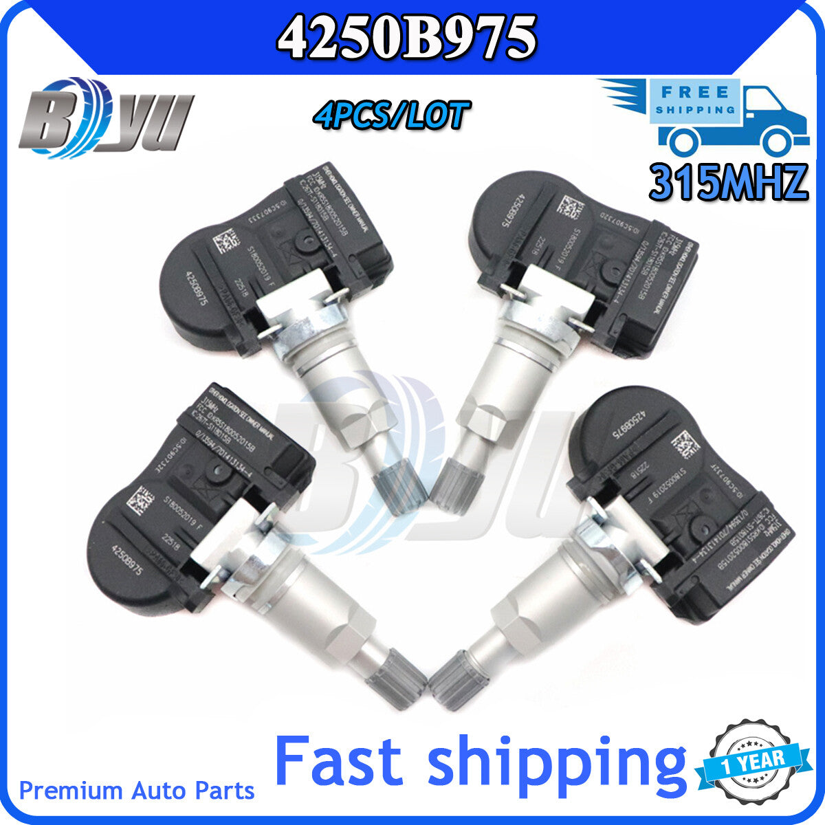 4-pack TPMS tire pressure sensors 315MHz 4250B975 for Lancer Outlander v