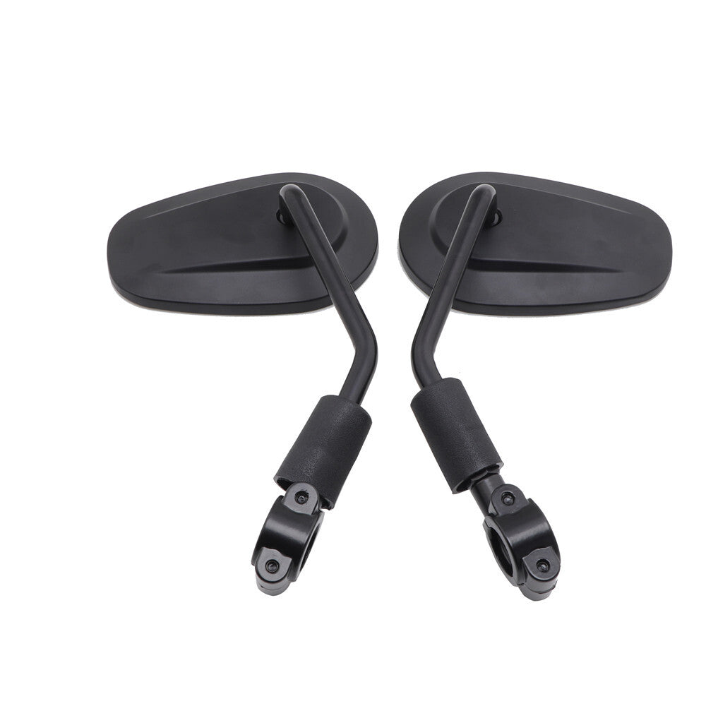 Black 25mm Handlebar Mount Clamp Aluminium Oval Rearview Side Mirrors for Harley Q