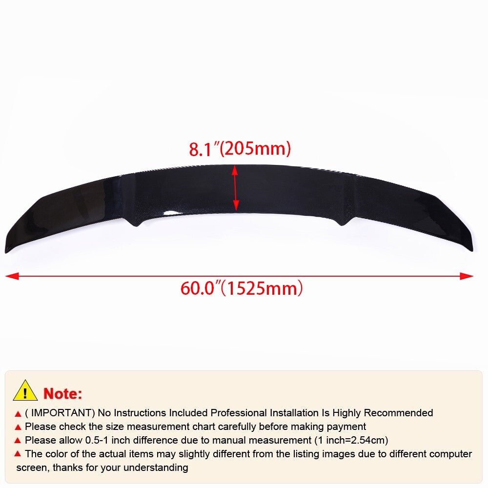 ABS Black Electric Automatic Adjustable Polished Rear Spoiler Wings+Brake Light