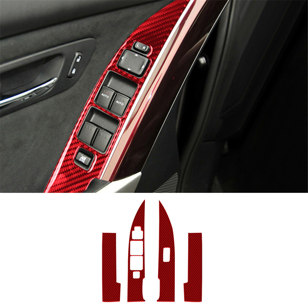 8X Red Carbon Fiber Door Window Lift Control Cover Trim for Mazda CX-9 2010-2015