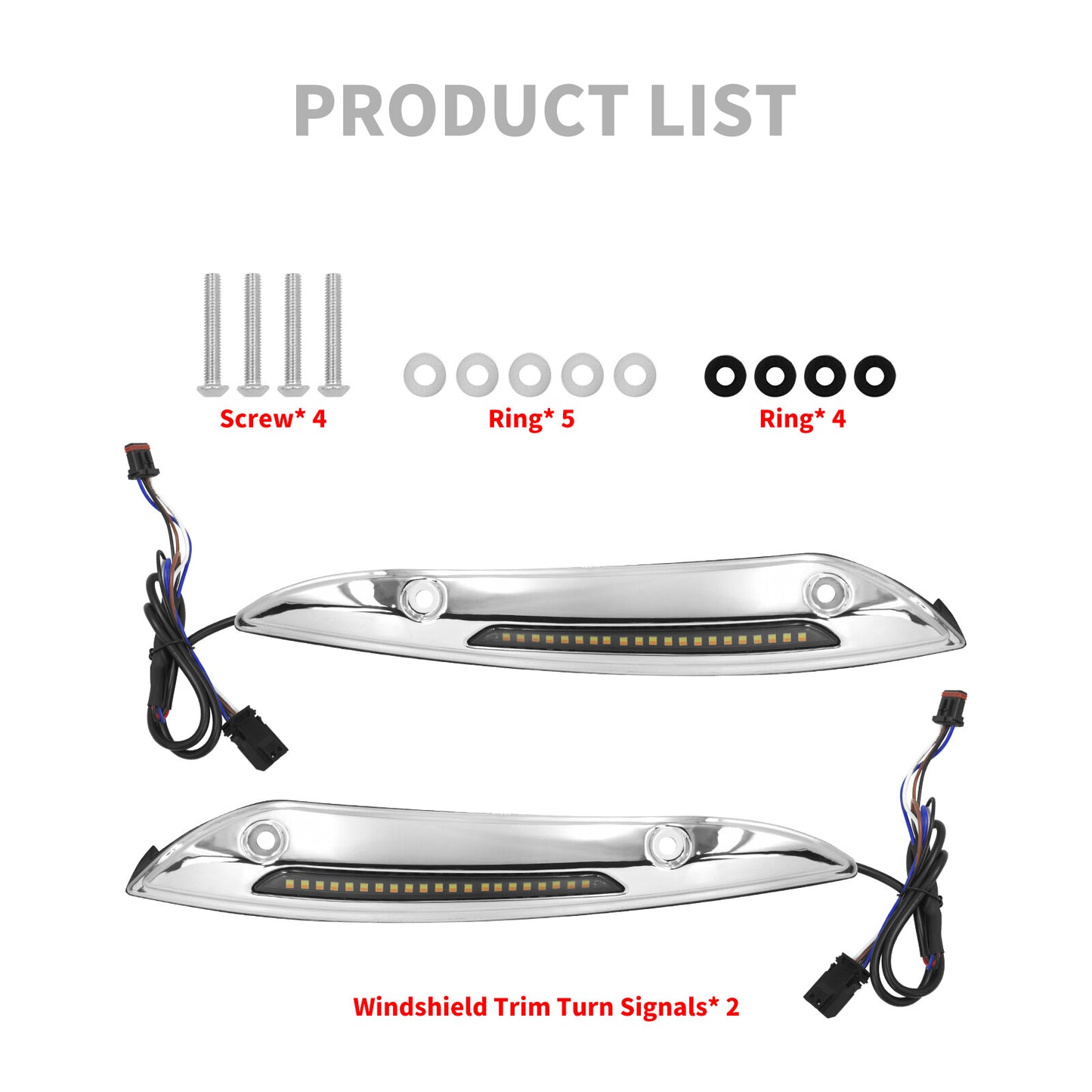 Chrome Aluminum Windshield Trim Turn Signals LED Light for Harley Road Glide 15+ Q