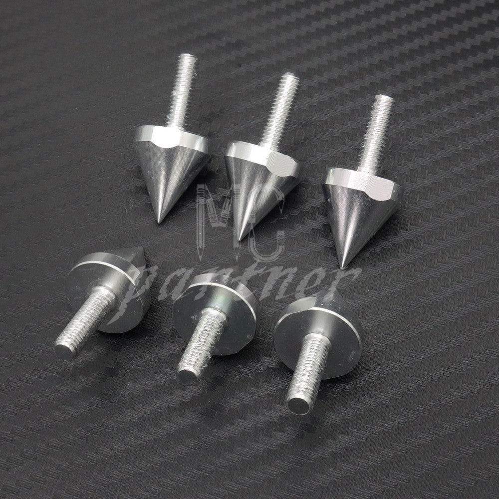 6 PCS M5 Silver Aluminum Spike Bolts For Windscreen Fairings License Plate Bolts Q