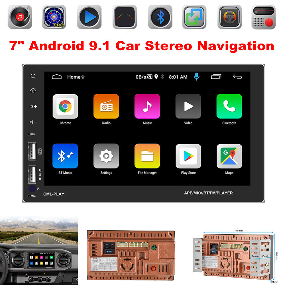 7-inch Android 9.1 car stereo navigation, WIFI, MP5 player, reverse video, Bluetooth - n