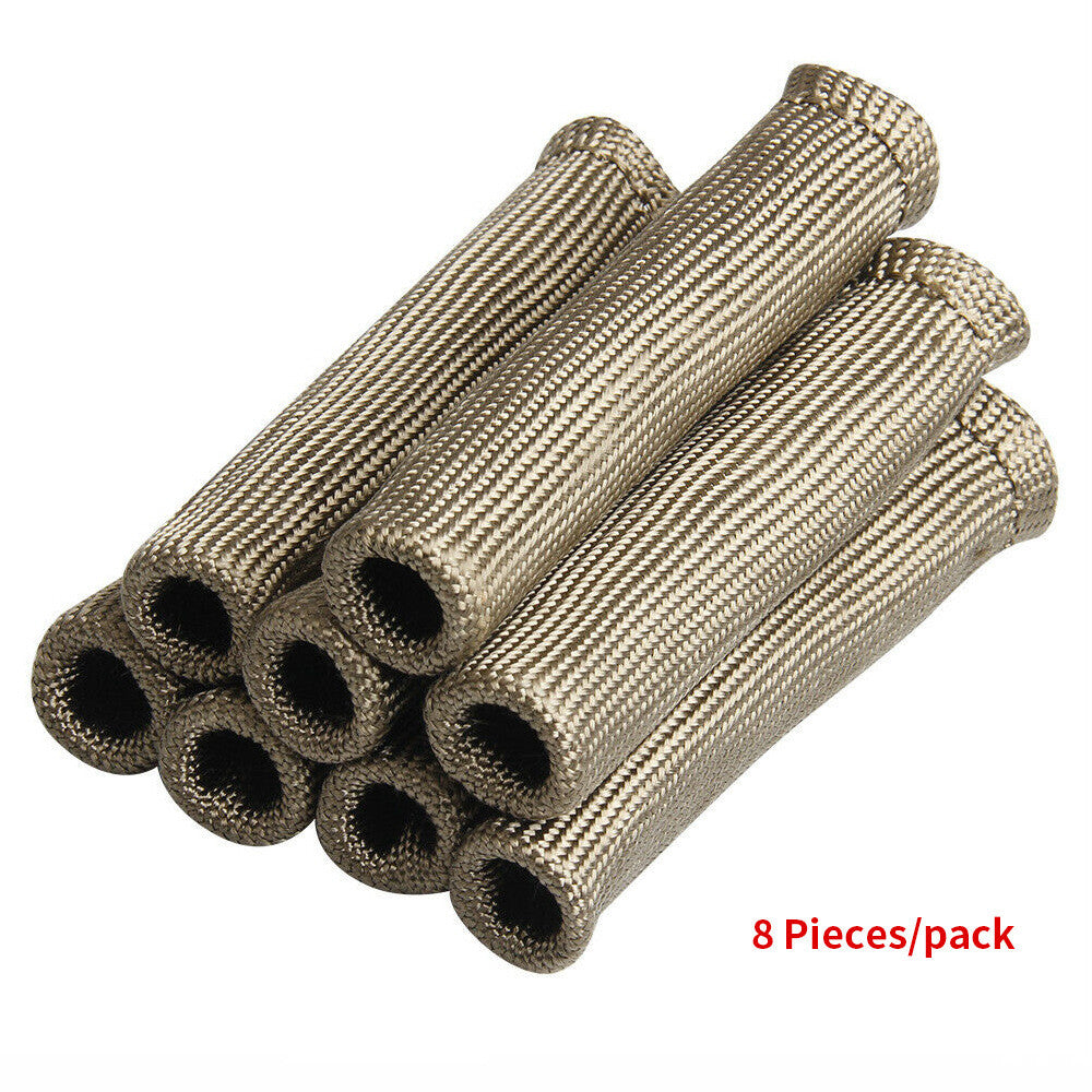 8 PCS Synthetic Spark Plug Wire Boots Protector Sleeve Heat Shield Cover Q