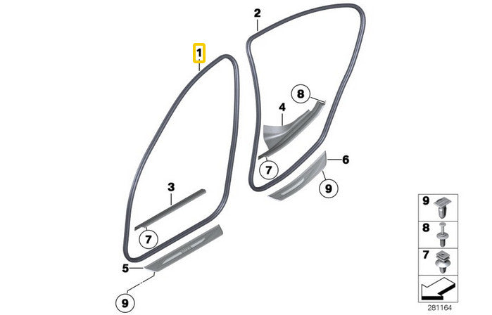 One front left or right body rubber sealing strip suitable for F10 520i 528i- n