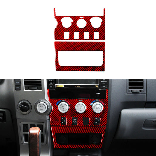 Red Central A/C Control Panel Type A Trim Carbon Fiber for Toyota Tundra 2007-13