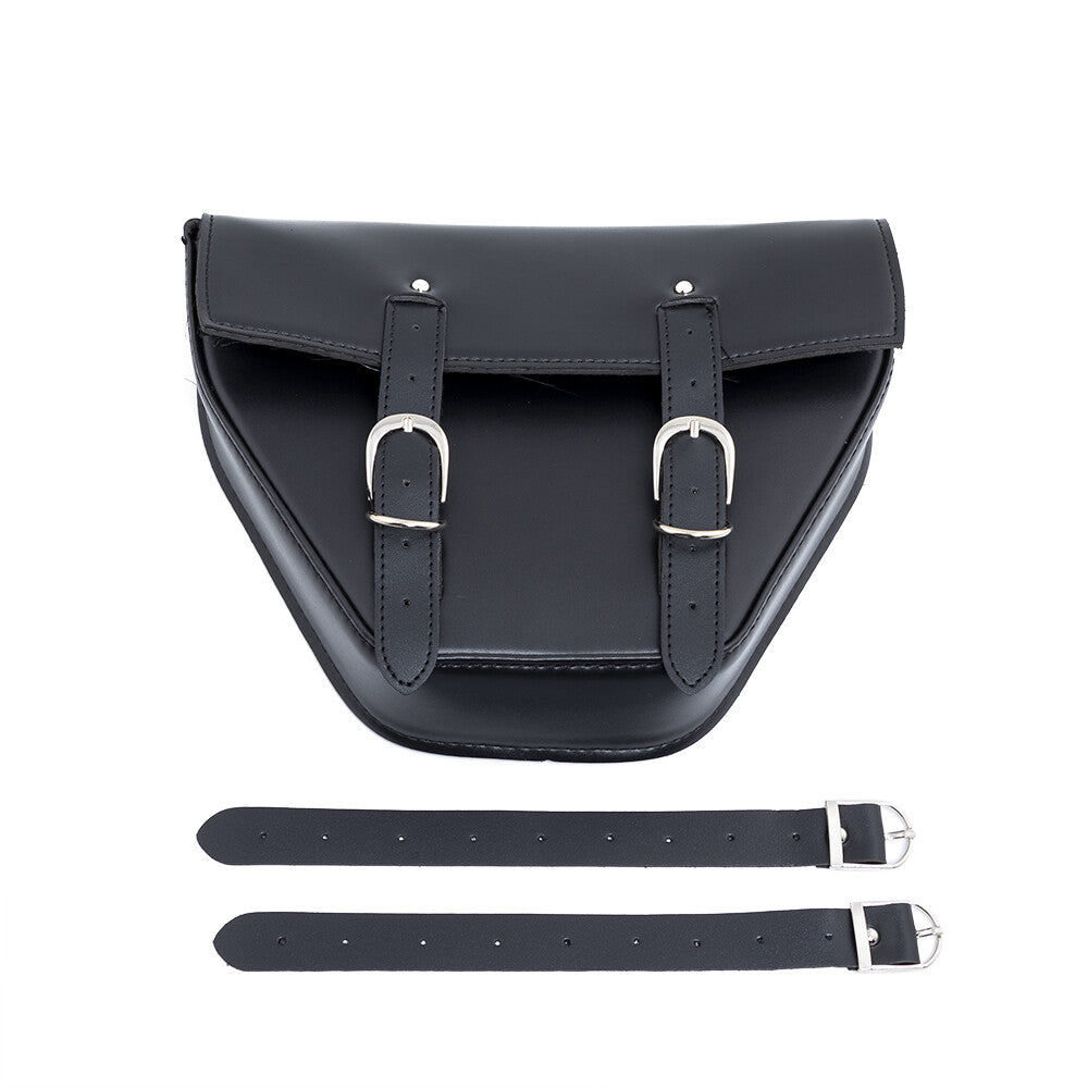 Black PU Leather Saddle Bag Luggage Tool Side Bag for Honda Cafe Racer Custom Q