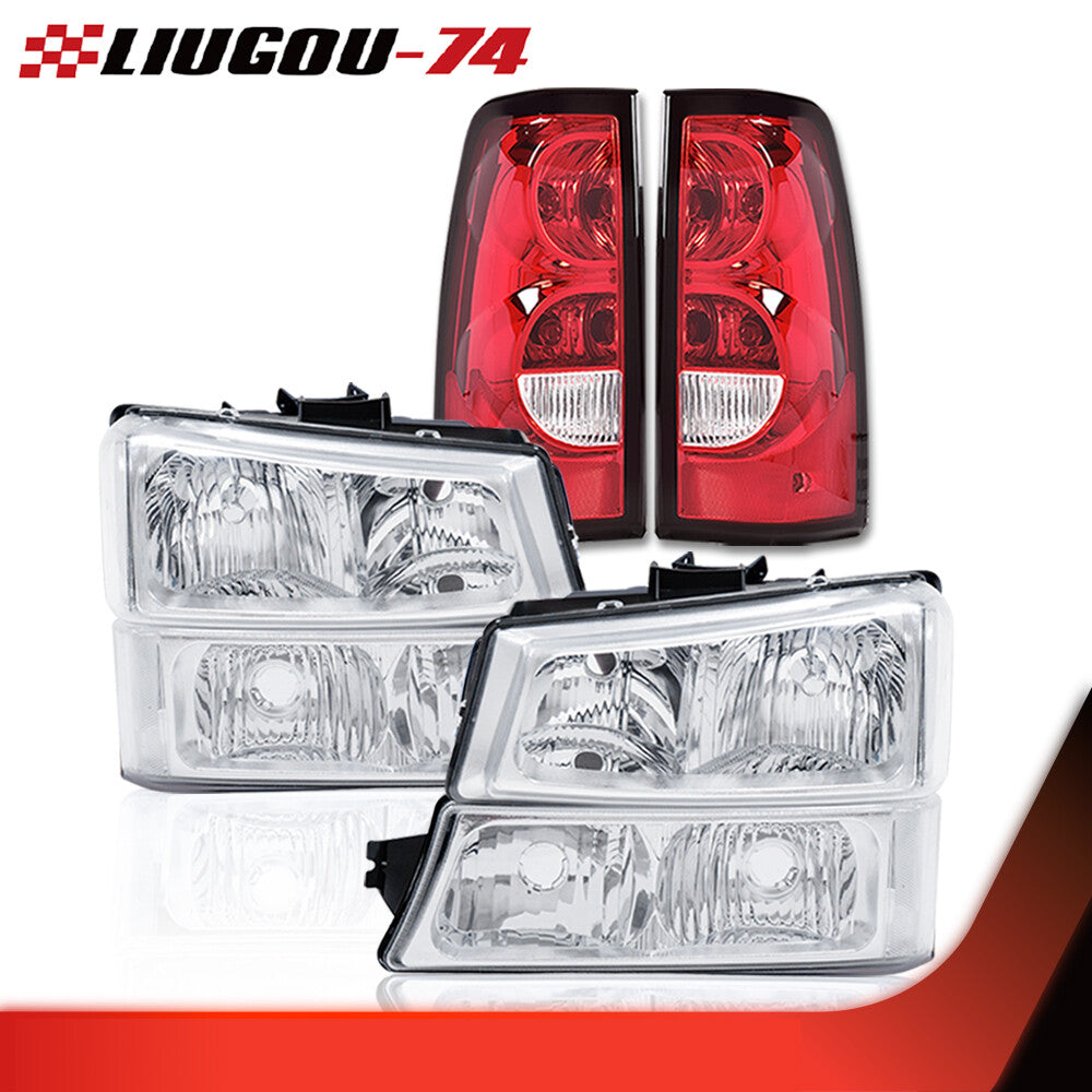 Suitable for 03-06 Silverado chrome transparent corner headlights and taillights, brand new- v
