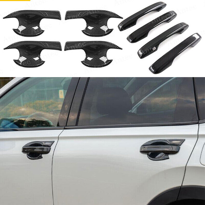 for Honda CR-V 2023-2024 Carbon Fiber Car Door Handle Cover+Cup Bowl Combo Trim