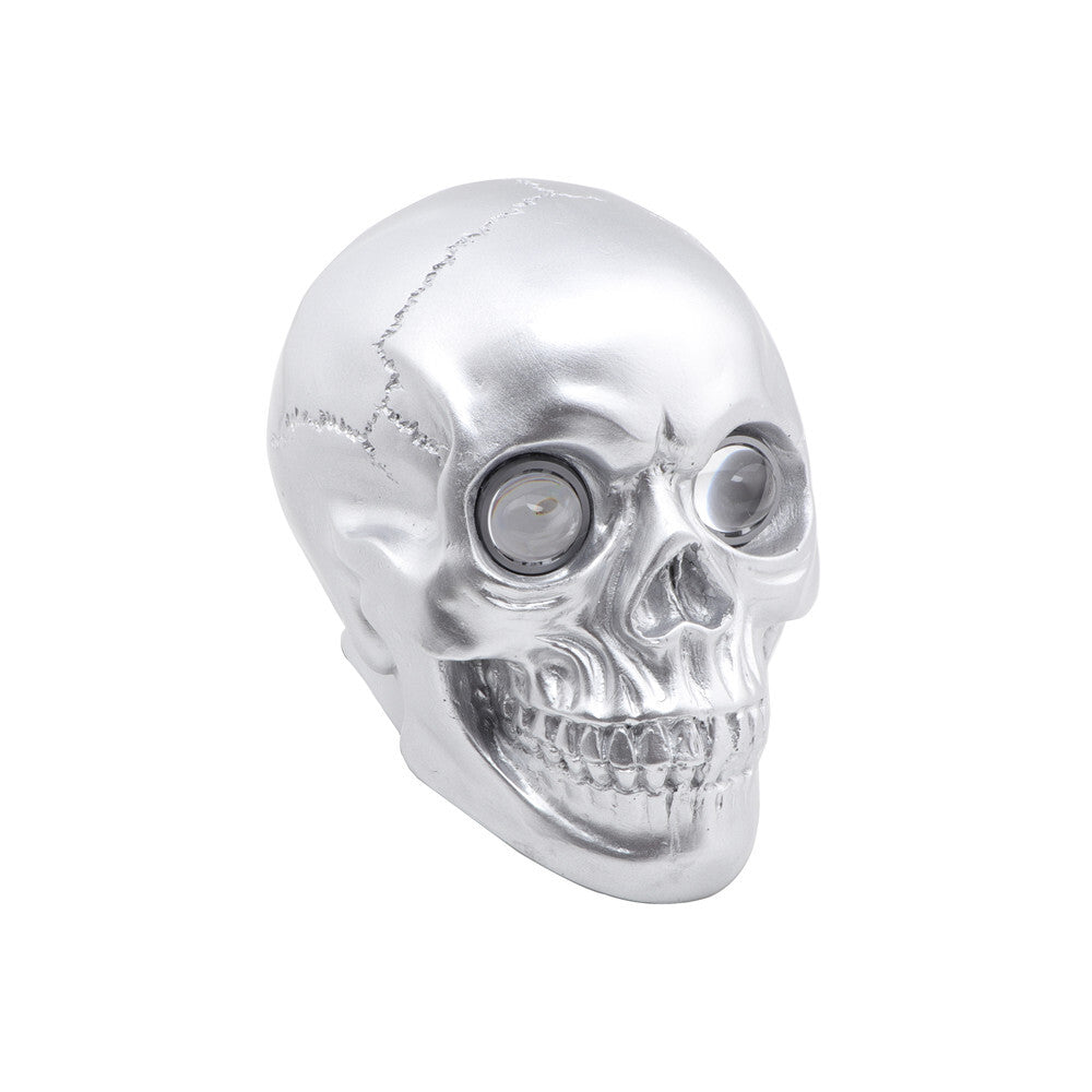 Custom Motorcycle Silver LED Retro Skull Headlight Head Lamp for Harley for Yamaha Q