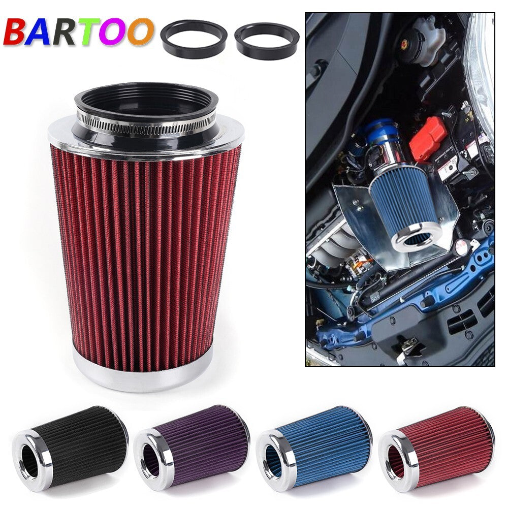 Universal Clamp On Cone High Flow Air Intake Filter 9 Tall 3 3.5 4 Inlet Q
