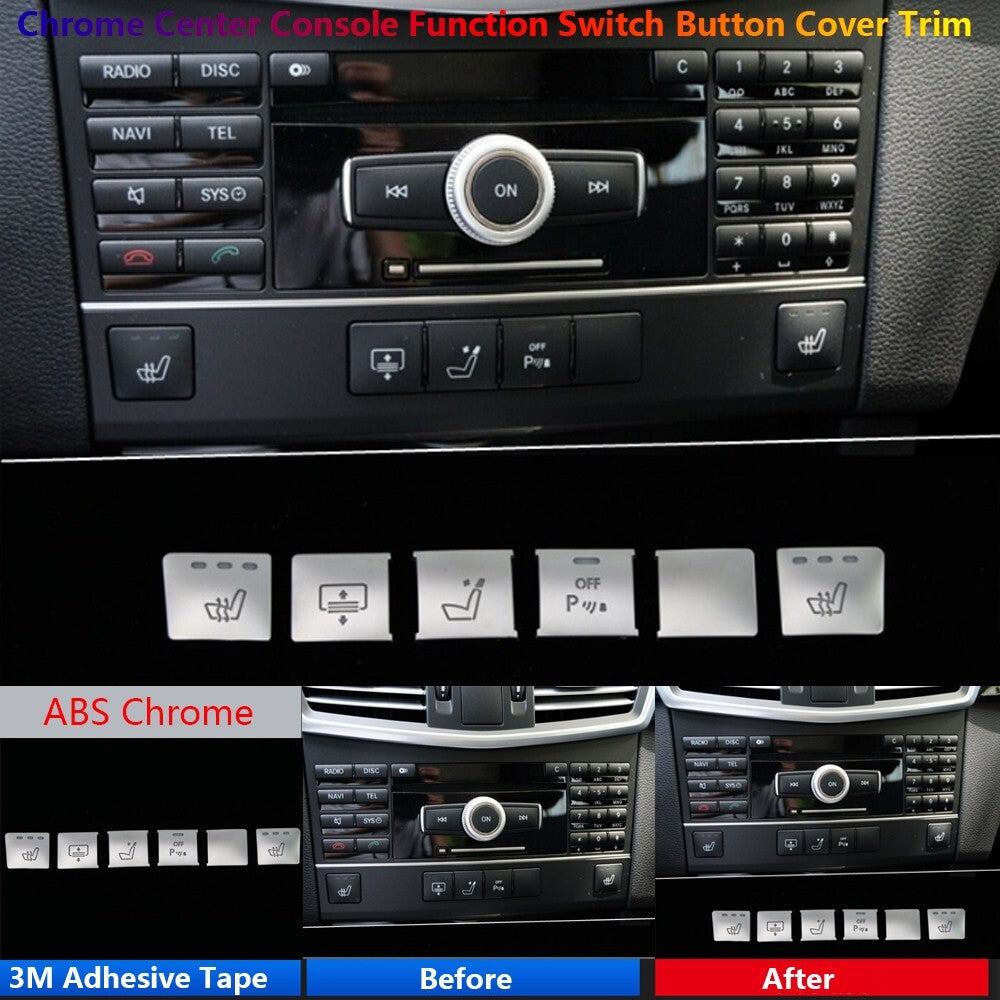6Pcs for Mercedes-Benz E W212 Car Center Console for Seat Function Switch Cover Trim