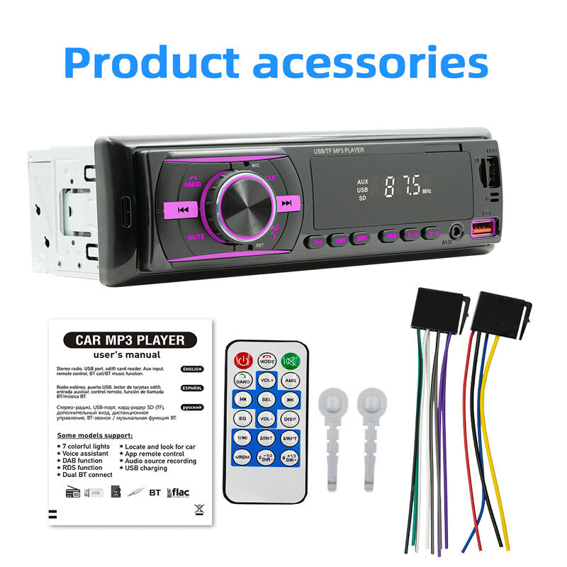 Car stereo receiver, radio auxiliary USB MP3 player, Bluetooth audio hands- calling - n