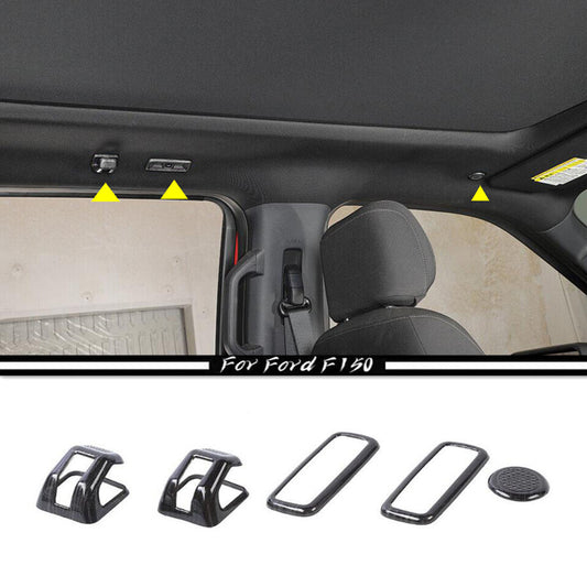 Suitable for 2021-2023 for Ford F150 Black Wood Grain Rear Reading Lights and Roof Hook Cover Trim