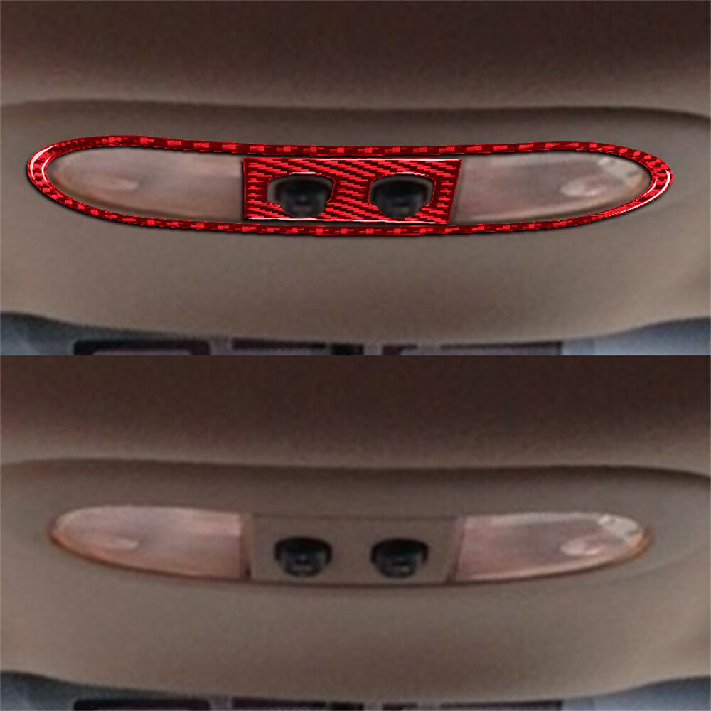 Red Carbon Fiber Roof Reading Light Lamp Panel Trim for Ford F-150 FX4 2004-2008