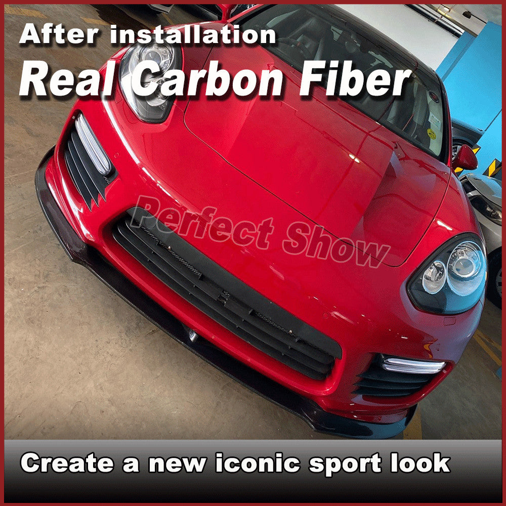 for Porsche for Panamera GTS Turbo S 2014-2016 REAL Carbon Front Bumper Lip Spoiler