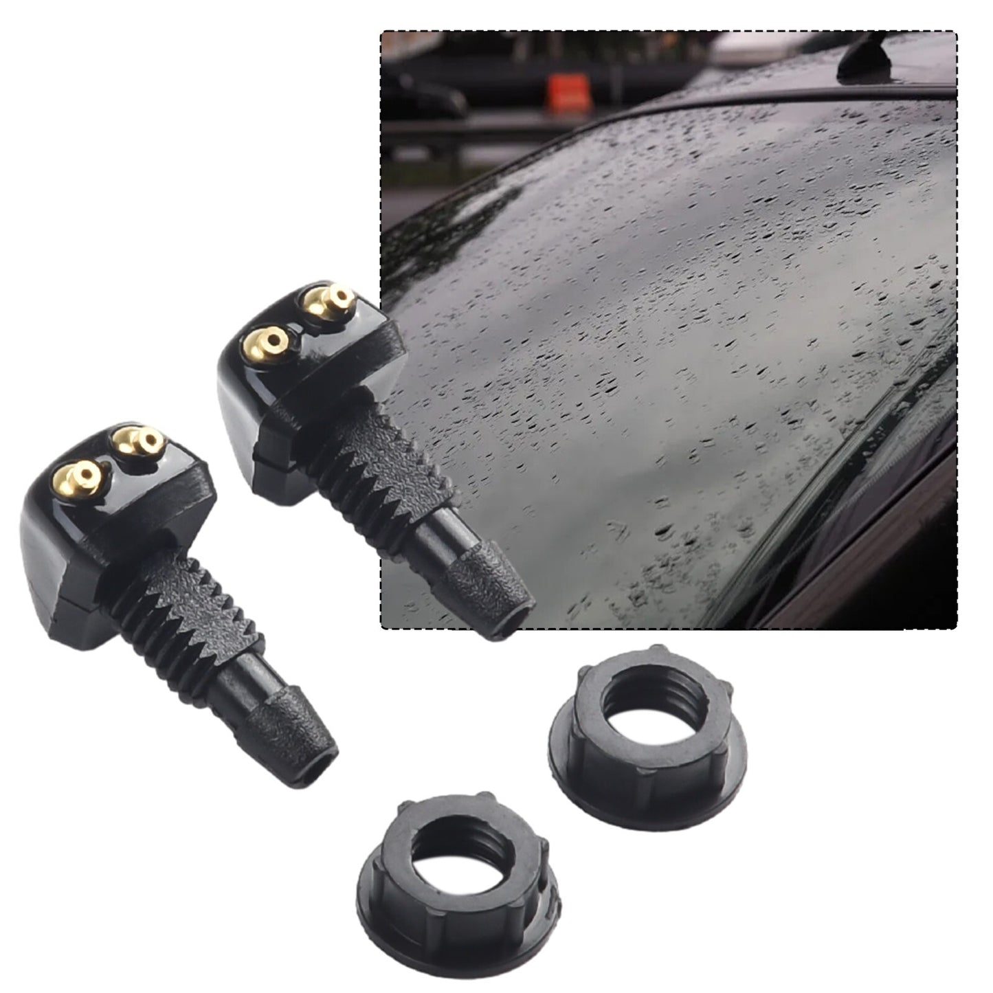 2 Pcs Car Dual Holes Windshield Washer Nozzle Wiper Water Spray Jet Adjustable v