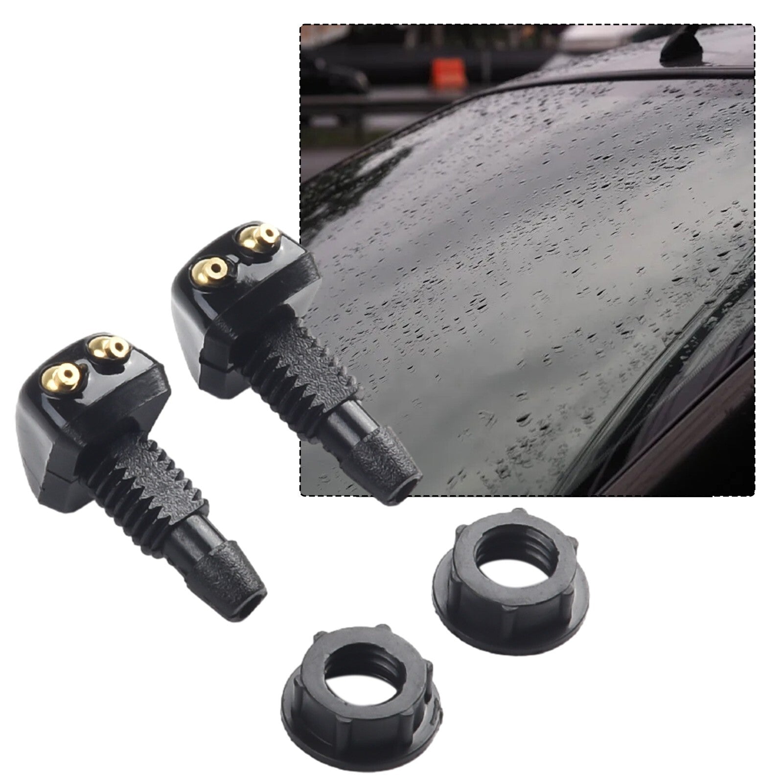 2 Pcs Car Dual Holes Windshield Washer Nozzle Wiper Water Spray Jet Adjustable v