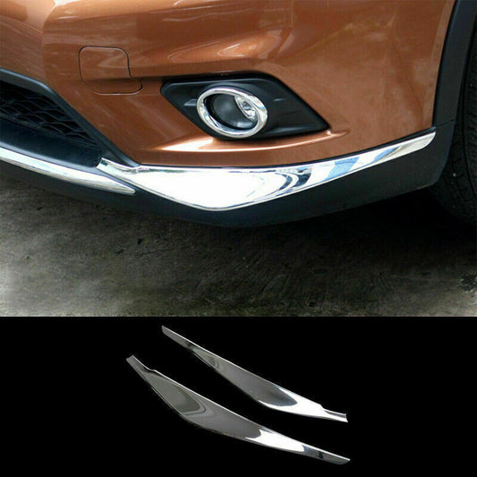 2x for Nissan Rogue 2014-2016 Chrome Front Bumper Side Corner Spoiler Cover Trim