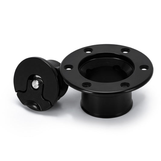 Car Stainless steel Fuel Filler Neck Up Gas Flush Mount Universal W/ 6 Holes BK