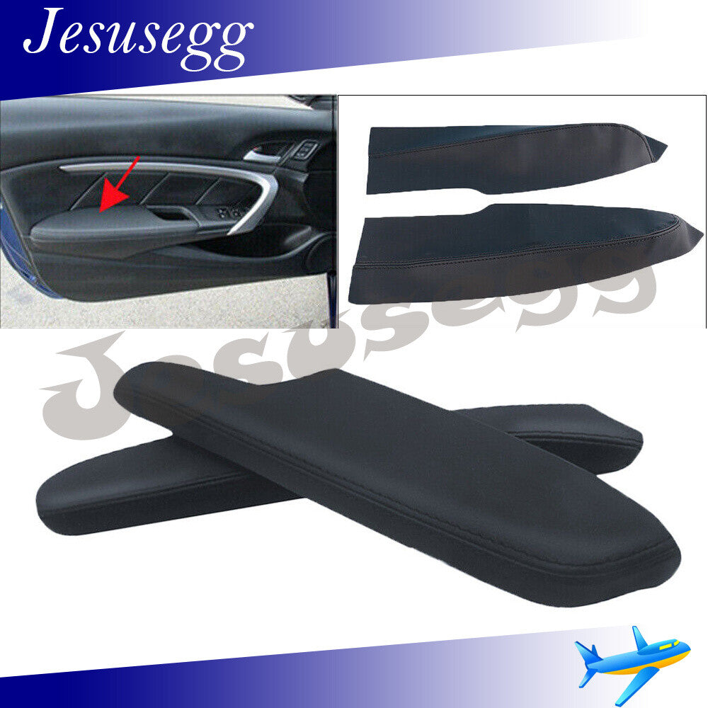 Pair Door Panels Armrest Cover For 2006-11 for Honda for Civic Replacement Vinyl Black Q