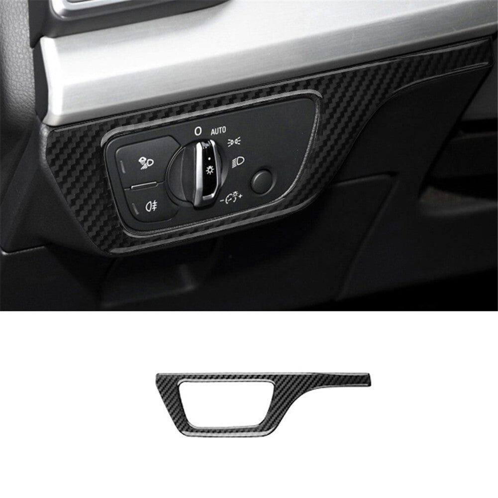Carbon Fiber Interior Headlight Switch Cover Trim Sticker for Audi Q5 2018-2021