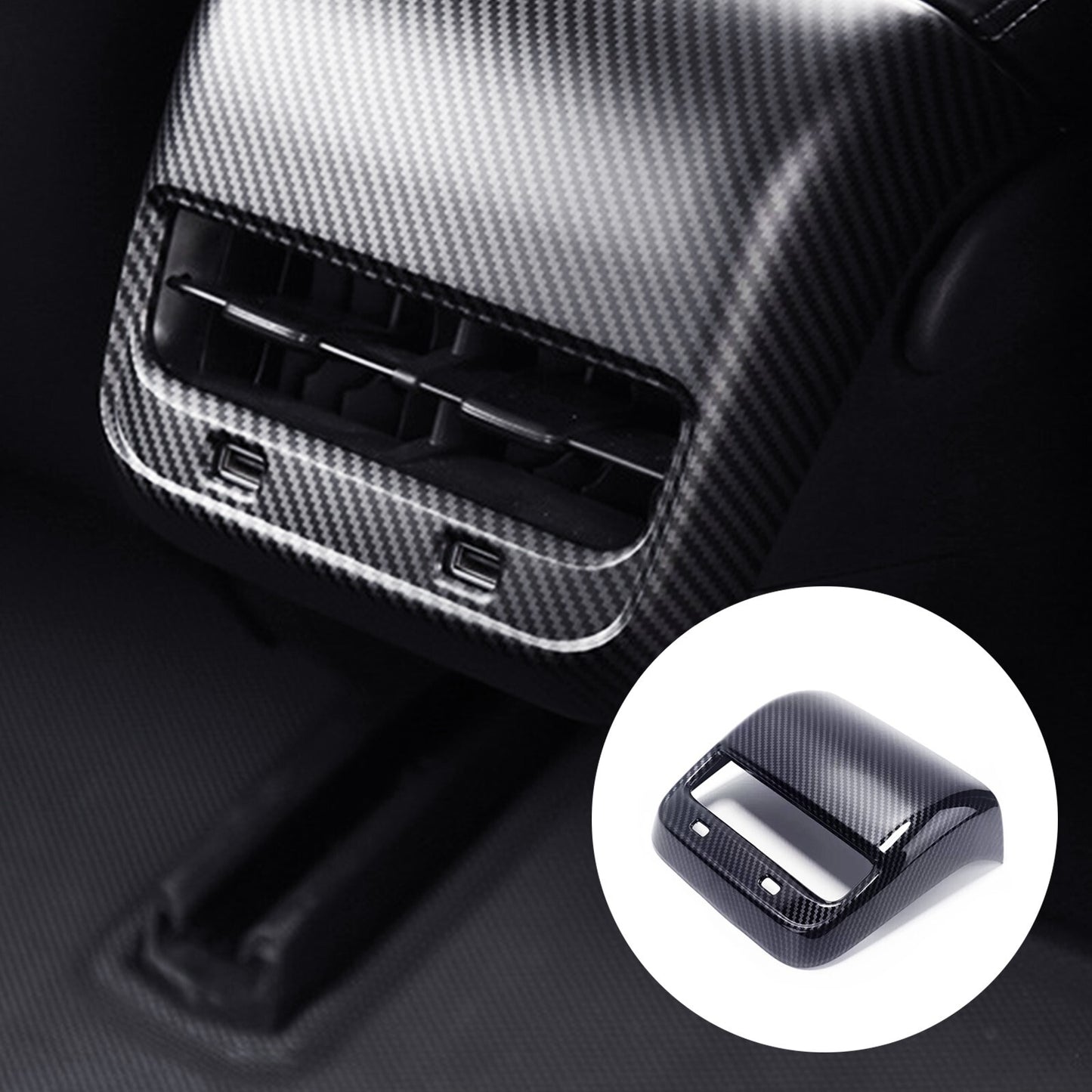 Matte carbon fiber rear vent socket cover trim for Model 3/Y ( ) n