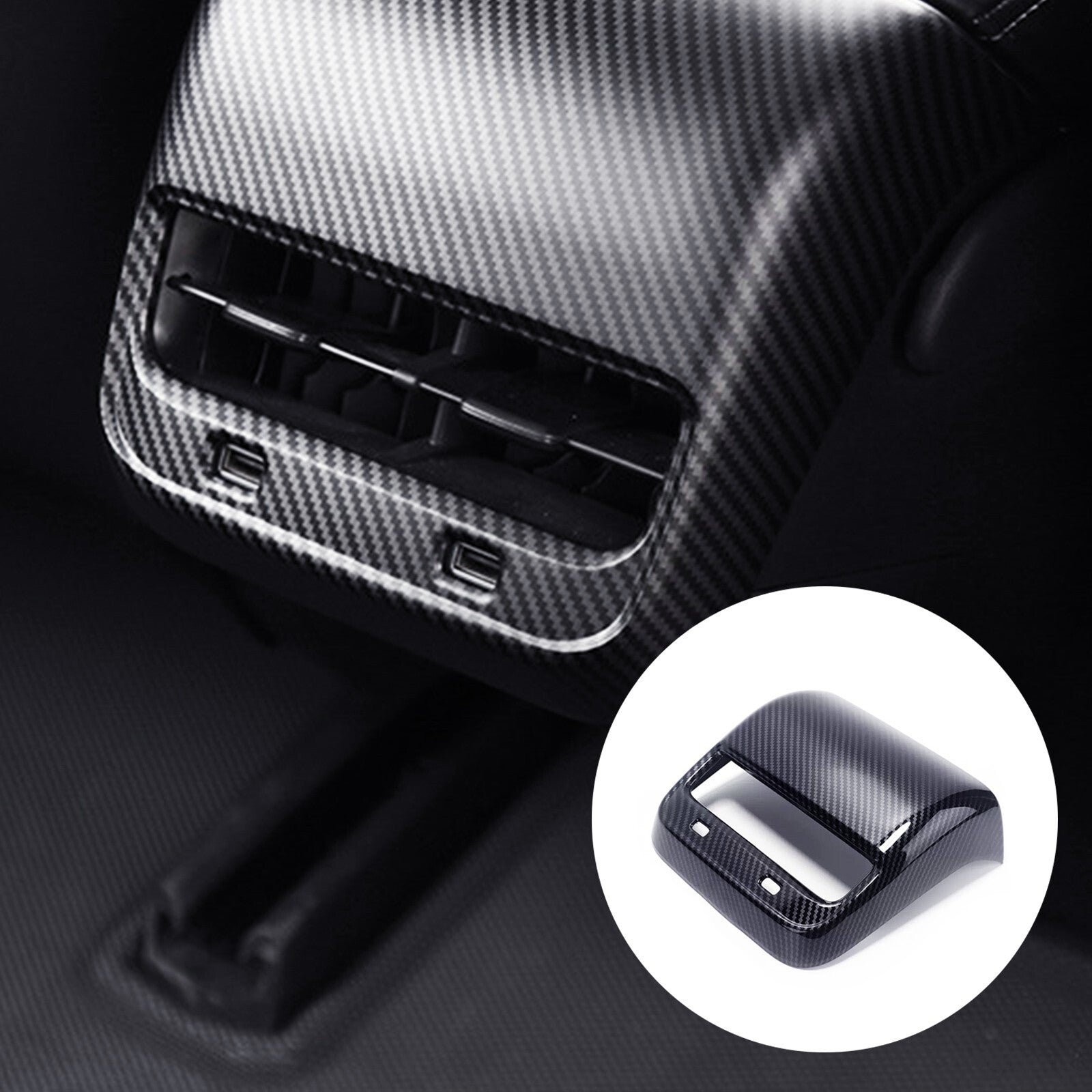 Matte carbon fiber rear vent socket cover trim for Model 3/Y ( ) n