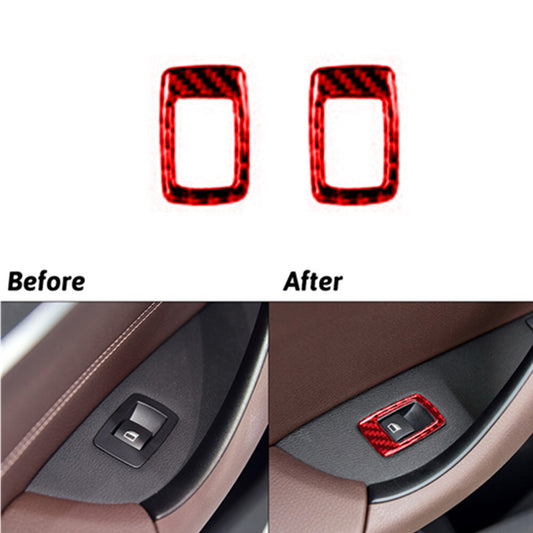 2Pcs Red Carbon Fiber Dim Light Control Cover Trim For Sonic 2012-2016 v