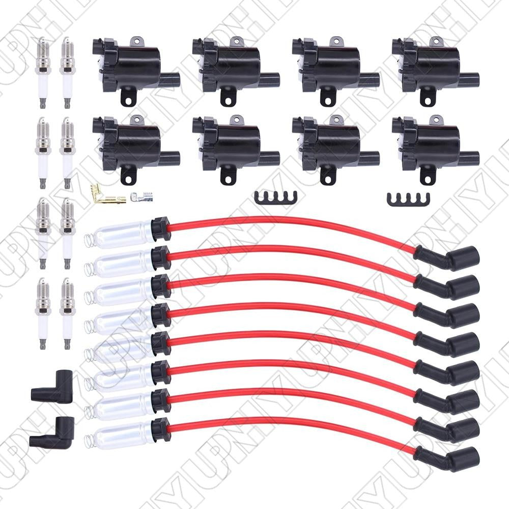 8Packs Ignition Coil+Spark Plug+Wires set For Chevy Silverado 1500 2500 for GMC Q