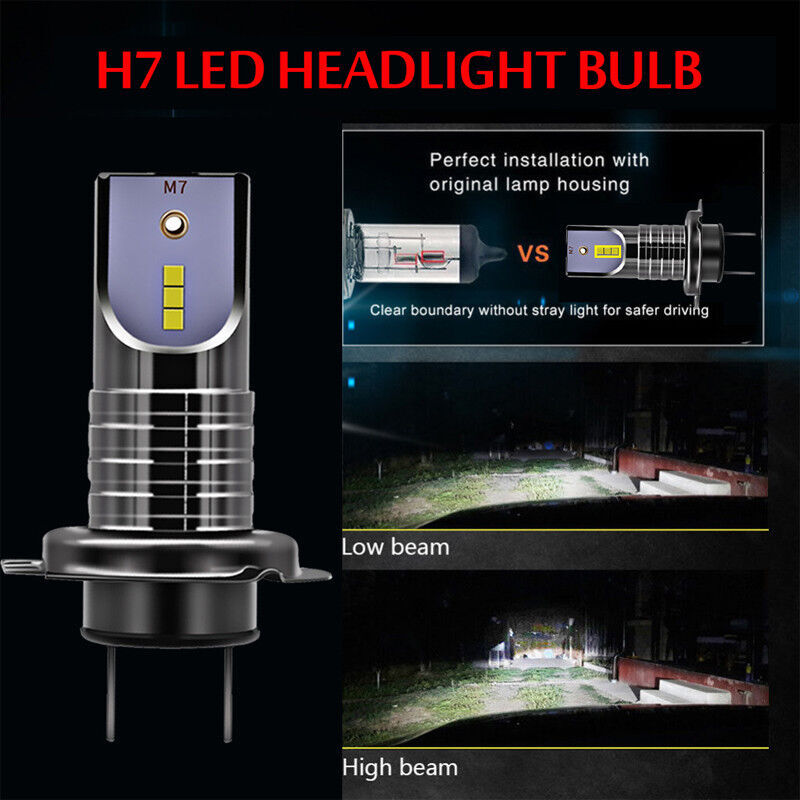 2-pack of 26000LM LED headlight bulbs for H7 SUVs, with error- 6000K DC 9V-32V. n