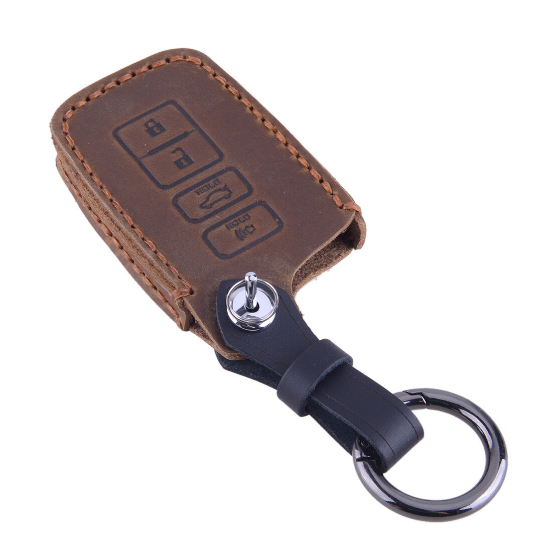 Leather 4 Button Key Fob Case w/ Keychain Fit for Toyota Highlander for Avalon for Camry Q