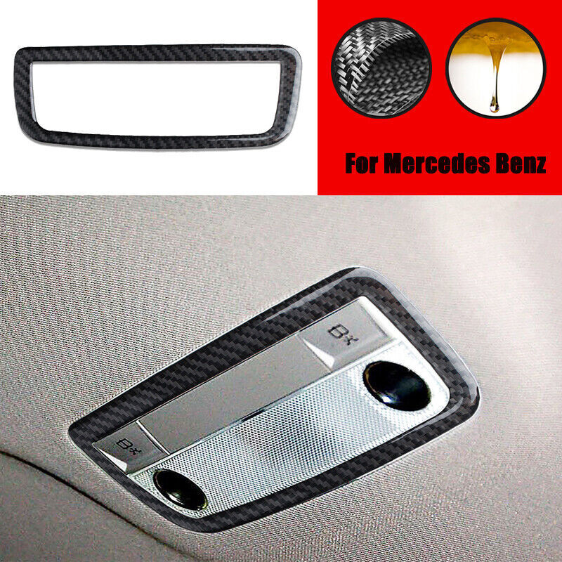 Carbon fiber car rear reading light frame cover decorative sticker for C W204 07-14- n