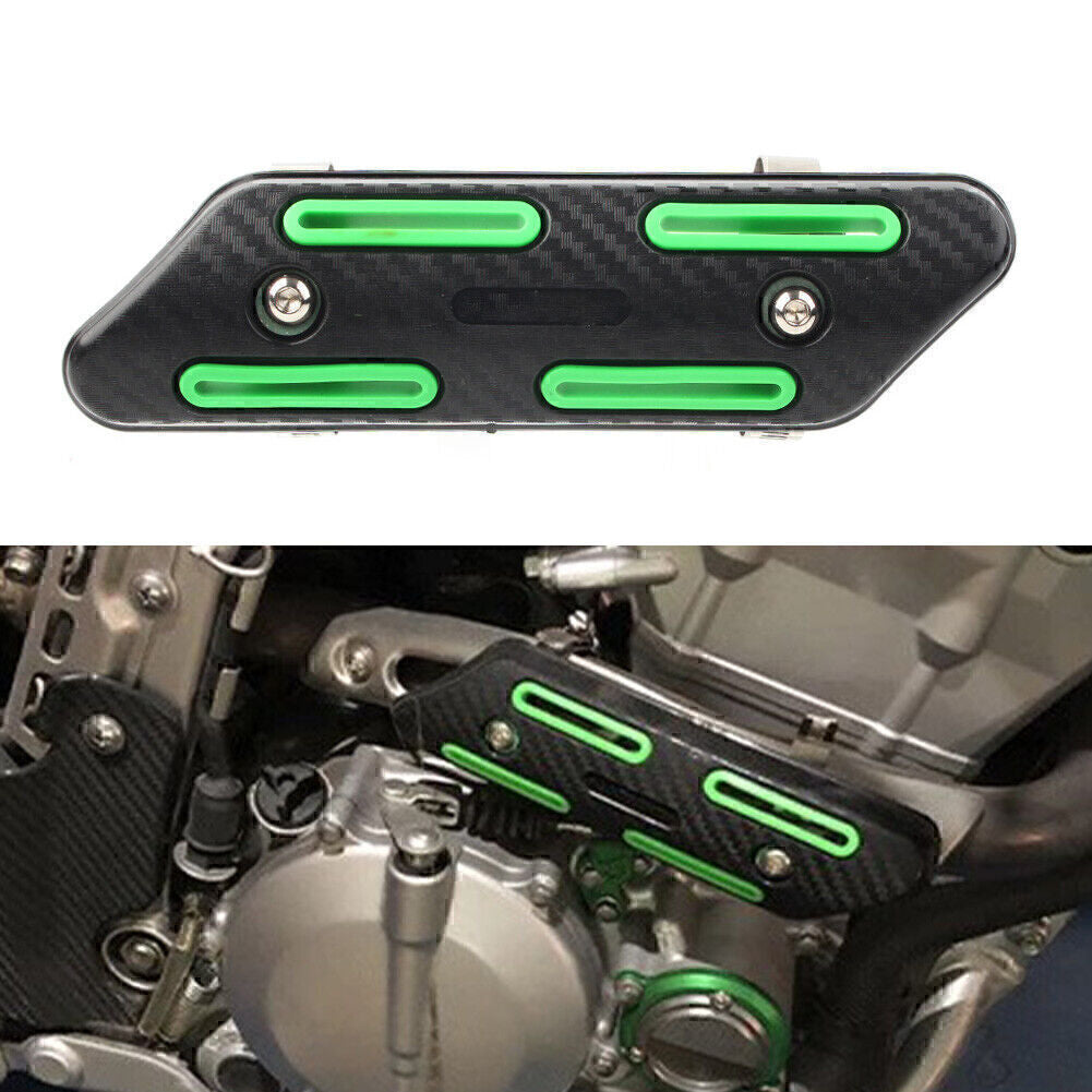 Universal Chrome Exhaust Muffler Pipe Heat Shield Cover Heel Guard Green