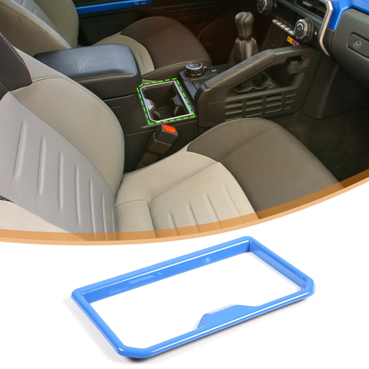 Blue car front cupholder cover trim for Tacoma 2024 - n