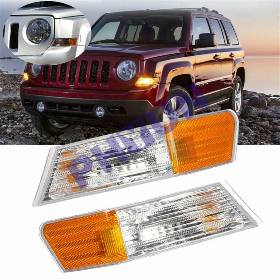 2-Piece Front Left + Right Parking Turn Signal Light Cover Base for Jeep Patriot n