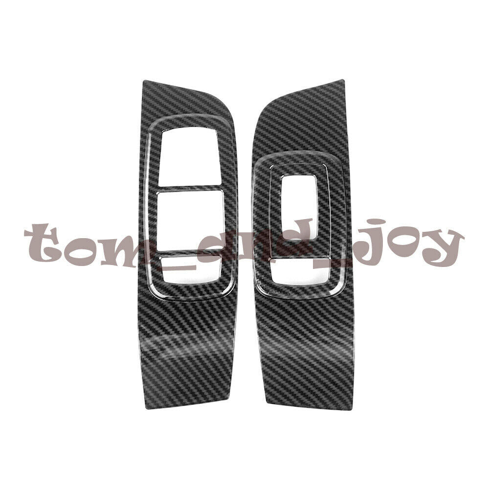 2Pcs Window Lift Button Trim Panel Cover Carbon Fiber for Dodge for Challenger 15-19