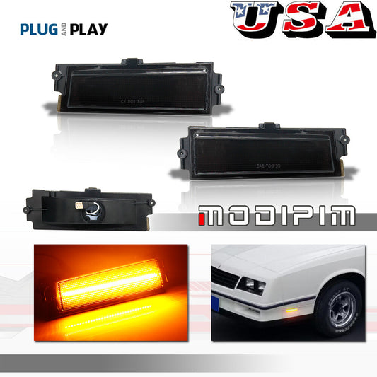 For 1981 - 1988 for Monte Carlo SS Amber LED Front Side Marker Lights Smoked 2 pcs - v