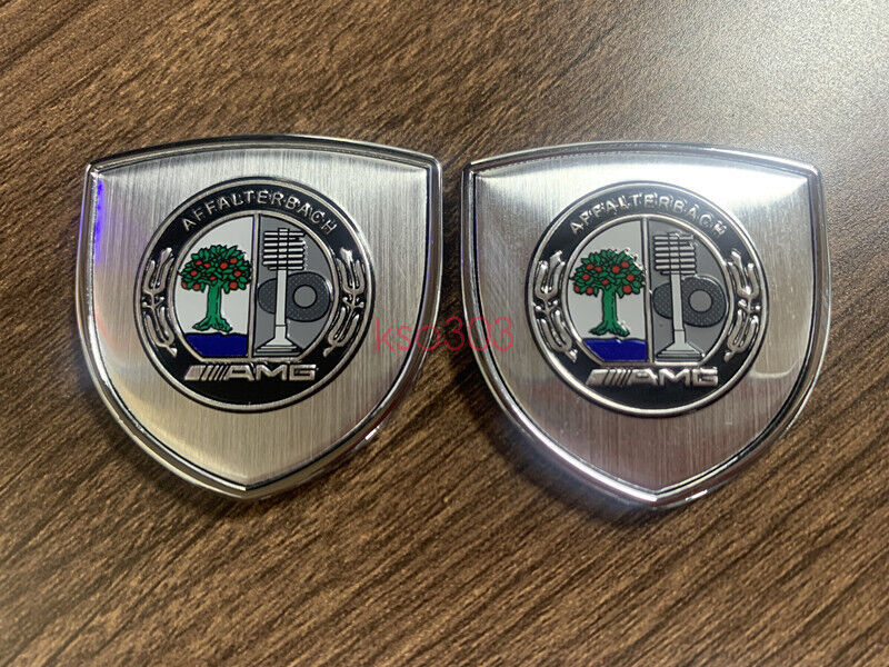 2 silver AFFALTERBACH Club 3D logos for Mercedes-Benz car body badges/badges.