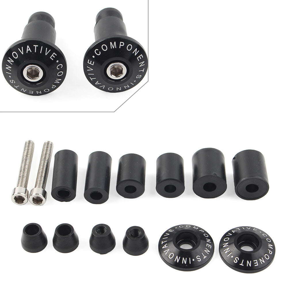 7/8'' Motorcycle Bike Handlebar Grips CNC Handle Bar End Cap Plugs Slider Black Q