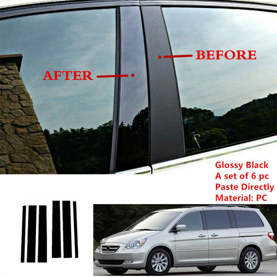 6Pcs Gloss Black Pillar Posts Door Trim Cover Kit for Honda Odyssey 2005-2010 US