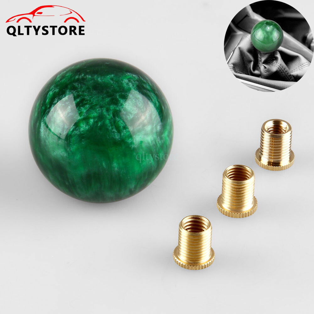 1* Marble Style Round Ball Shift Knob Gear Shifter Head w/3 Adapters Dark Green Q