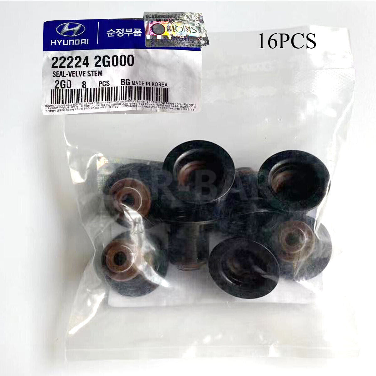 16pcs 222242G000 Valve Stem Oil Seals For 06-17 for Hyundai for Kia 1.6L 1.8L 2.0L 2.4L