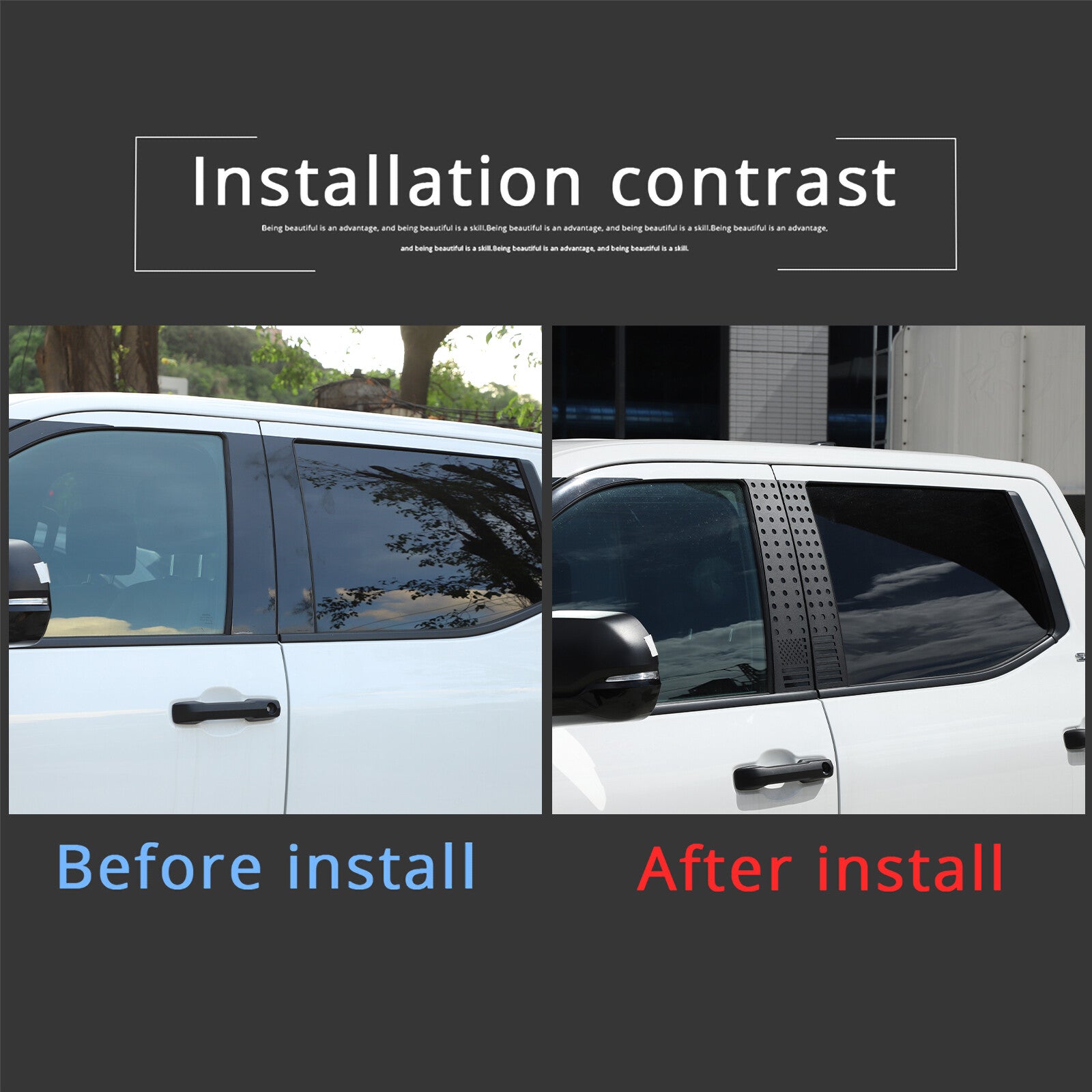 B-pillar window protector trim for Tundra 2022-2024 American Flag 4X n