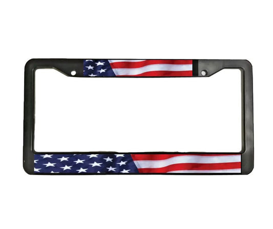 Car license plate frame cover hood cap trunk black American flag for GMI 1x