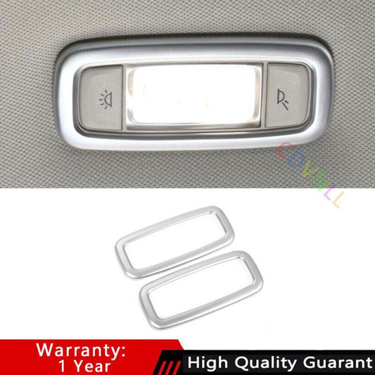 for BMW 7 Series 2016-2022 Matte Silver Rear Reading Lamp Frame Cover Trim 2PCS